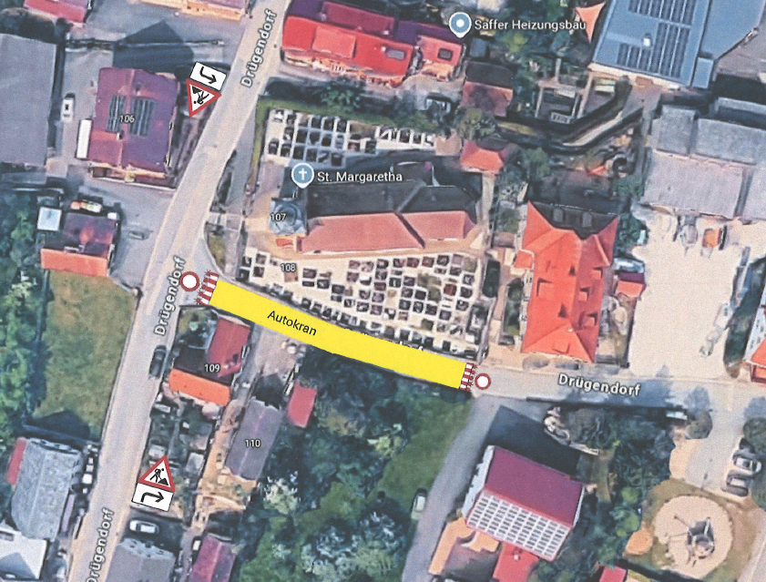 Lageplan der Vollsperrung in Drügendorf